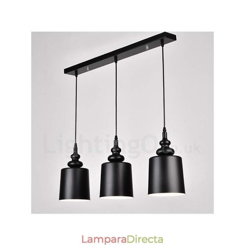Lámpara colgante moderna contemporánea negra de 3 luces