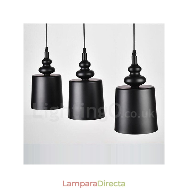 Lámpara colgante moderna contemporánea negra de 3 luces