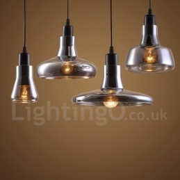 Lámpara colgante retro vintage de 1 luz con pantalla de cristal
