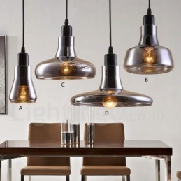 Lámpara colgante retro vintage de 1 luz con pantalla de cristal