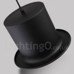 Lámpara colgante retro vintage de 1 luz con forma de sombrero de metal negro