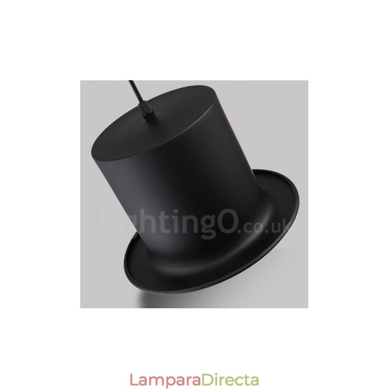 Lámpara colgante retro vintage de 1 luz con forma de sombrero de metal negro