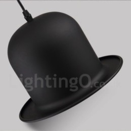 Lámpara colgante retro vintage de 1 luz con forma de sombrero de metal negro