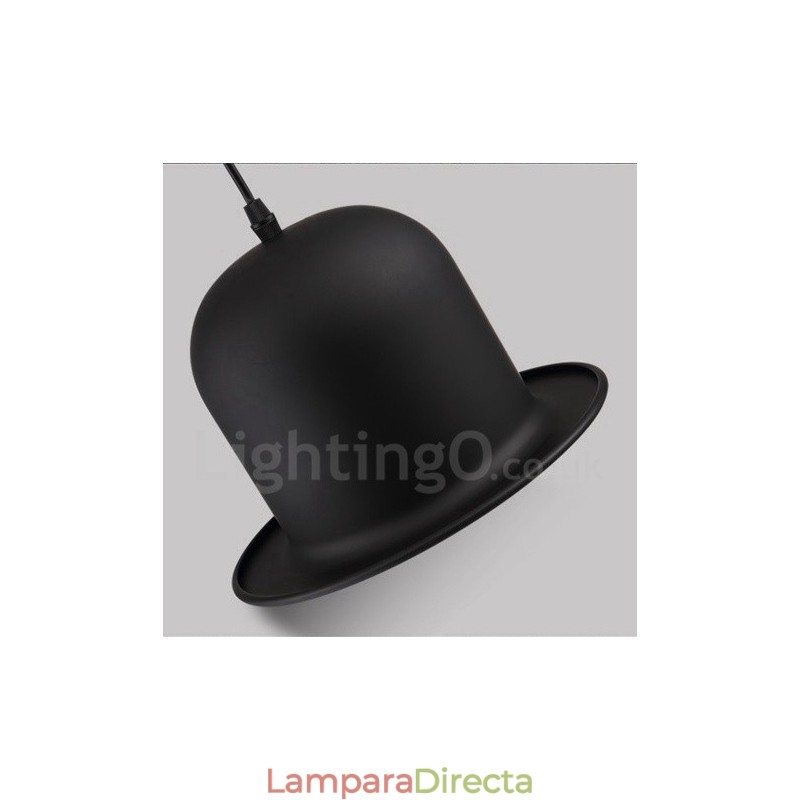 Lámpara colgante retro vintage de 1 luz con forma de sombrero de metal negro