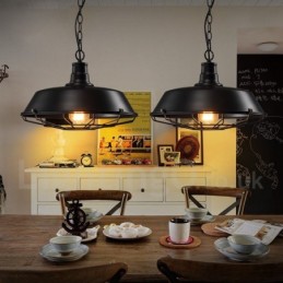 Lámpara colgante retro vintage de metal negro