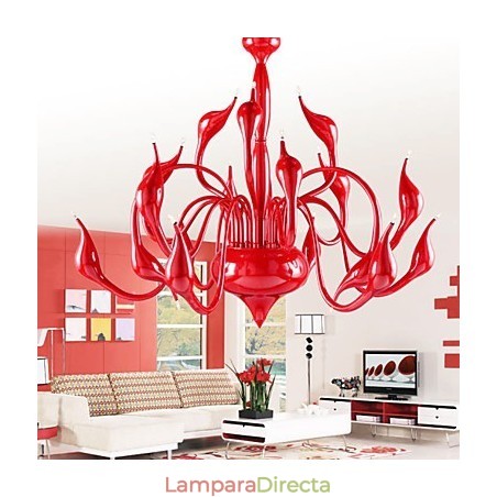 Lámpara de araña moderna de 18 luces G4 con pintura roja Lámpara de araña moderna de 18 luces G4 con pintura roja