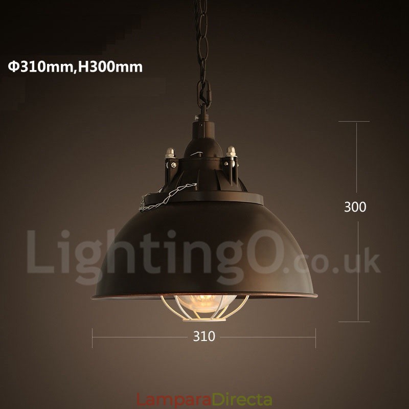 Lámpara colgante retro vintage de metal de una luz