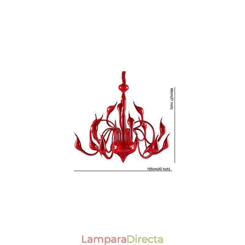 Lámpara de araña moderna de 18 luces G4 con pintura roja