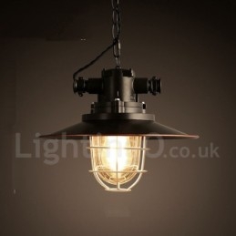 Lámpara colgante retro vintage de metal de una luz