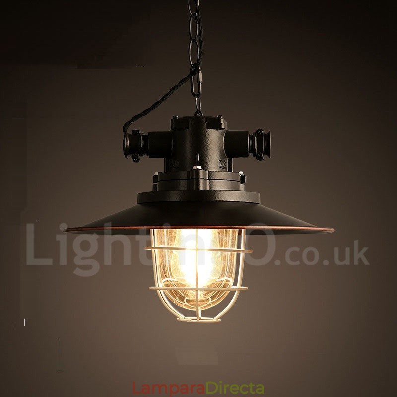Lámpara colgante retro vintage de metal de una luz