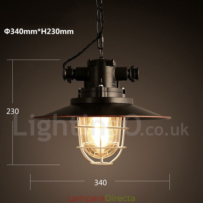 Lámpara colgante retro vintage de metal de una luz