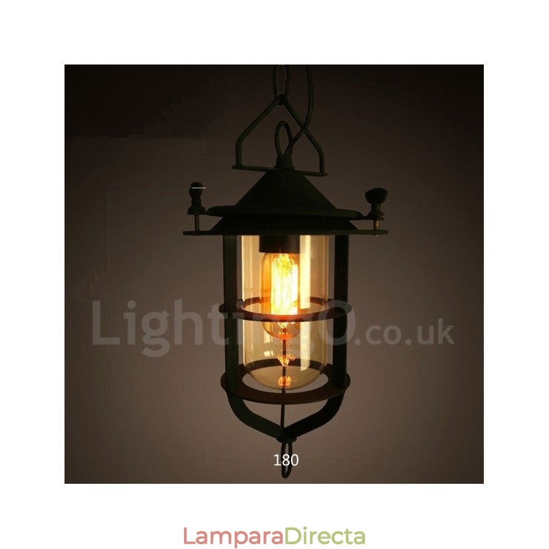 Lámpara colgante retro vintage de metal de una luz