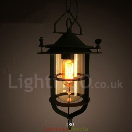 Lámpara colgante retro vintage de metal de una luz Lámpara colgante retro vintage de metal de una luz