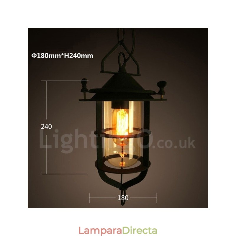 Lámpara colgante retro vintage de metal de una luz