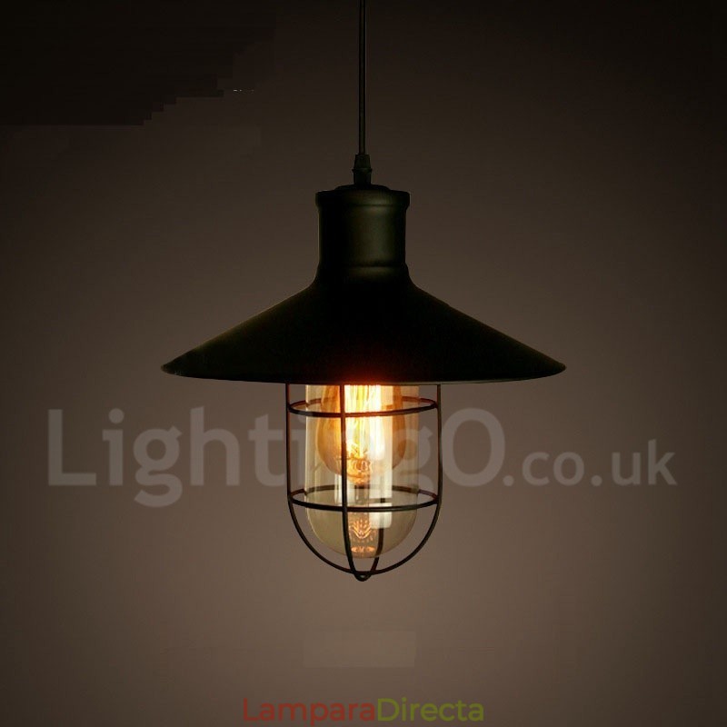 Lámpara colgante retro vintage de metal de una luz