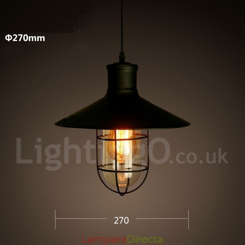 Lámpara colgante retro vintage de metal de una luz