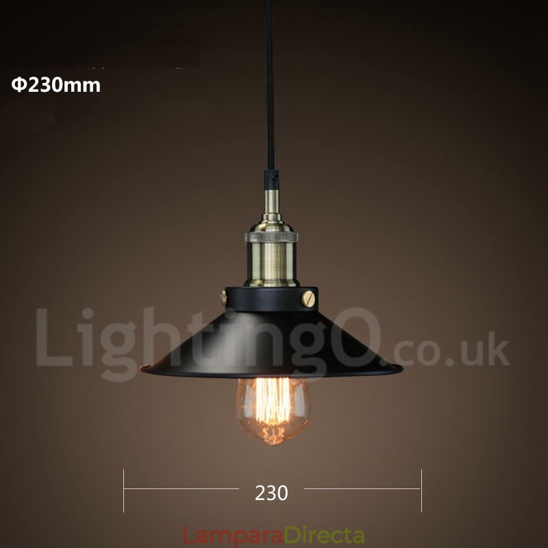 Lámpara colgante retro vintage de metal de una luz