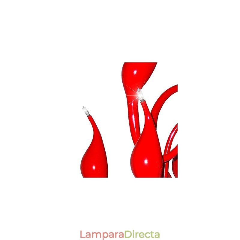 Lámpara de araña moderna de 18 luces G4 con pintura roja