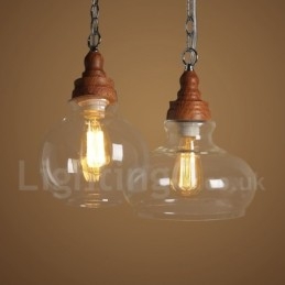 Lámpara colgante retro vintage con pantalla de cristal