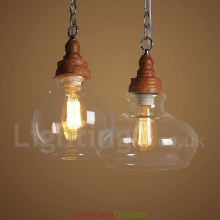 Lámpara colgante retro vintage con pantalla de cristal Lámpara colgante retro vintage con pantalla de cristal