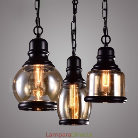 Lámpara colgante retro vintage con pantalla de cristal Lámpara colgante retro vintage con pantalla de cristal
