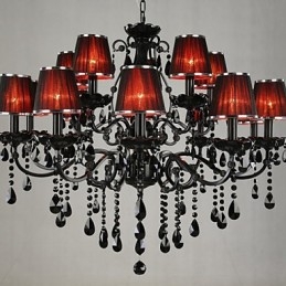 Lámpara de araña de cristal moderna contemporánea de 15 luces roja