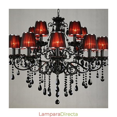 Lámpara de araña de cristal moderna contemporánea de 15 luces roja Lámpara de araña de cristal moderna contemporánea de 15 luces roja