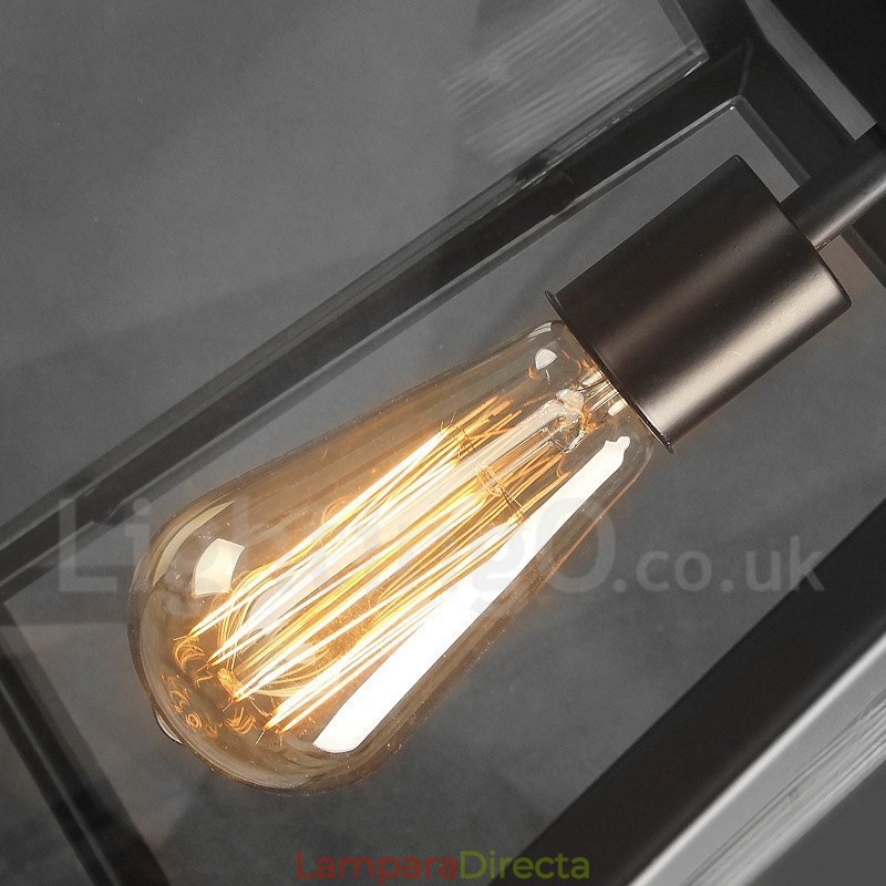 Lámpara colgante vintage de metal con pantalla de cristal