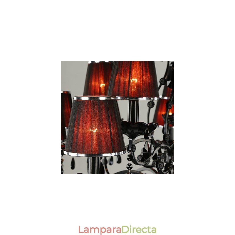 Lámpara de araña de cristal moderna contemporánea de 15 luces roja