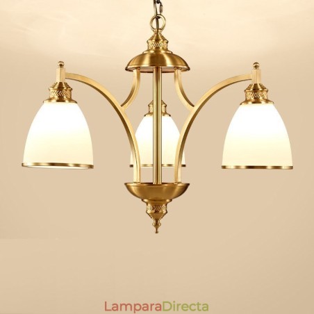 Lámpara de araña rústica de 3 luces con iluminación integrada de metal y cobre Lámpara de araña rústica de 3 luces con iluminación integrada de metal y cobre
