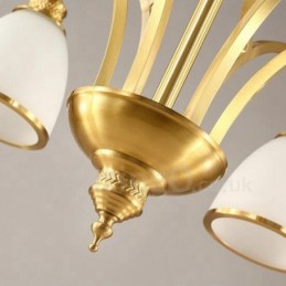 Lámpara de araña rústica de 6 luces con iluminación integrada de metal y cobre