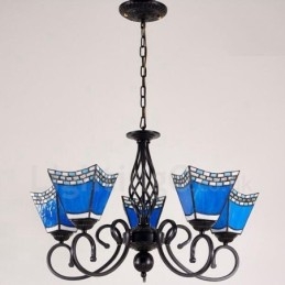 Lámpara de araña de metal integrada de estilo mediterráneo de 5 luces