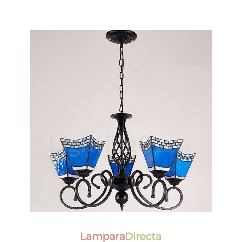 Lámpara de araña de metal integrada de estilo mediterráneo de 5 luces