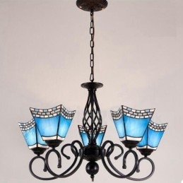 Lámpara de araña de metal integrada de estilo mediterráneo de 5 luces