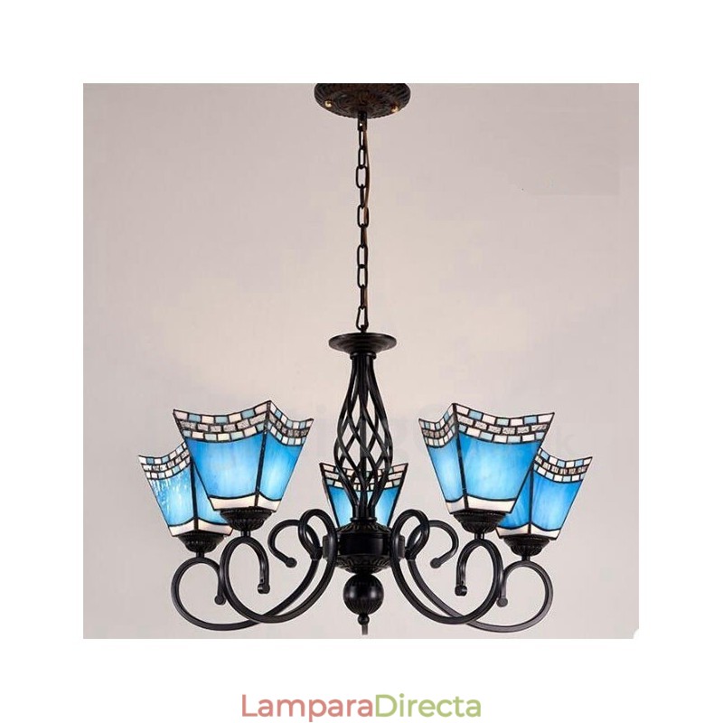 Lámpara de araña de metal integrada de estilo mediterráneo de 5 luces