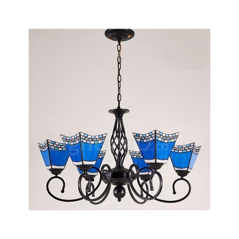 Lámpara de araña de metal integrada de estilo mediterráneo de 6 luces
