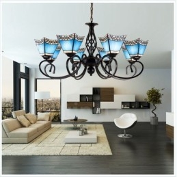 Lámpara de araña de metal integrada de estilo mediterráneo de 8 luces