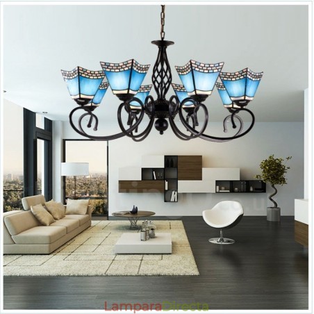 Lámpara de araña de metal integrada de estilo mediterráneo de 8 luces Lámpara de araña de metal integrada de estilo mediterráneo de 8 luces