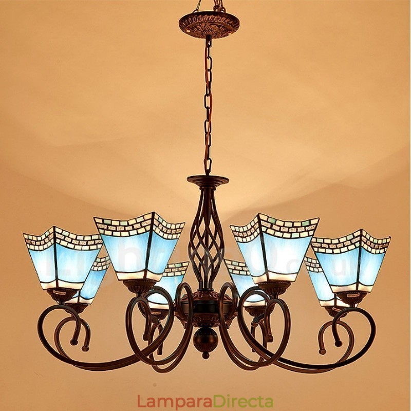 Lámpara de araña de metal integrada de estilo mediterráneo de 8 luces