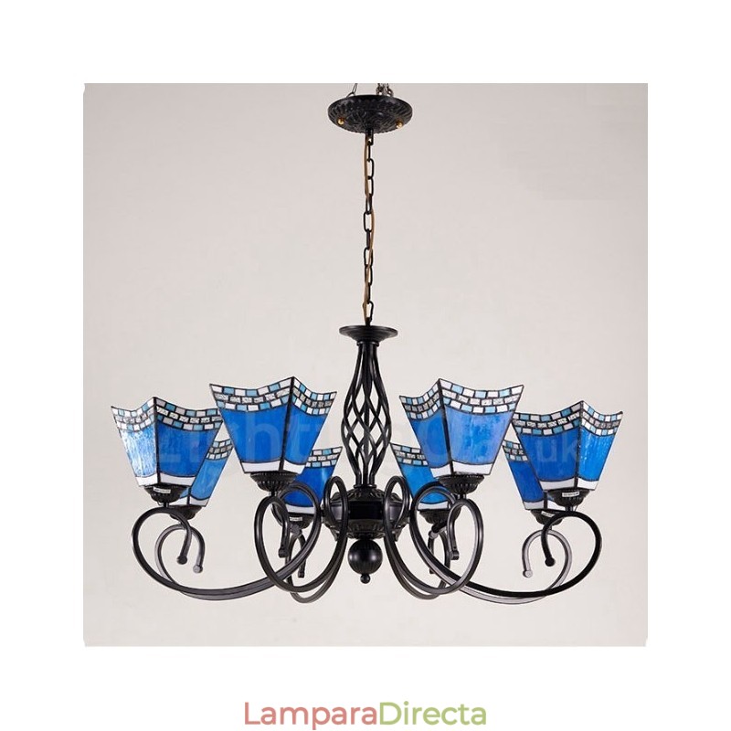 Lámpara de araña de metal integrada de estilo mediterráneo de 8 luces