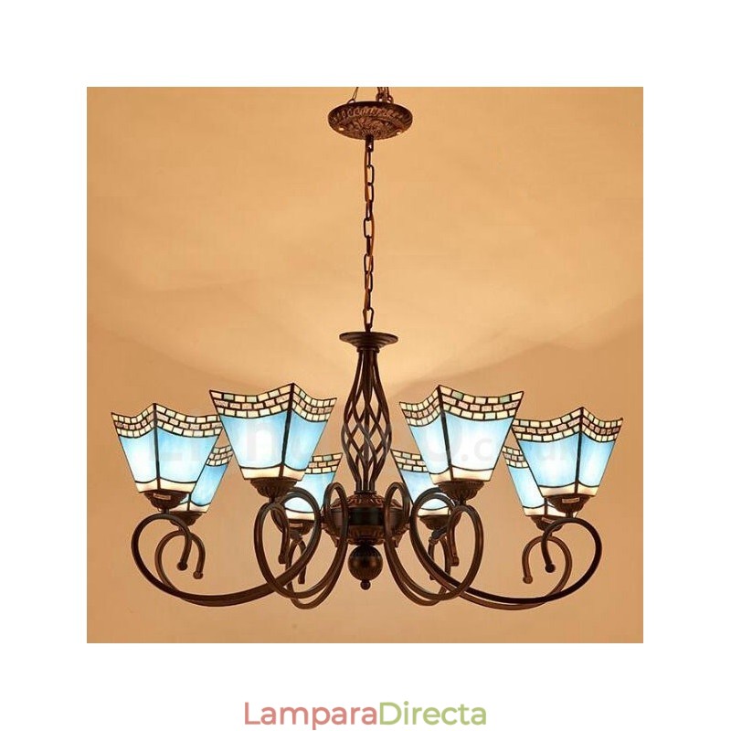 Lámpara de araña de metal integrada de estilo mediterráneo de 8 luces