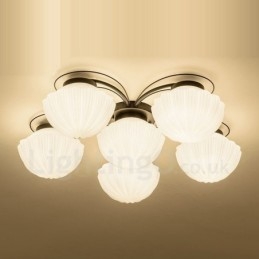 Lámpara de araña integrada rústica de 6 luces