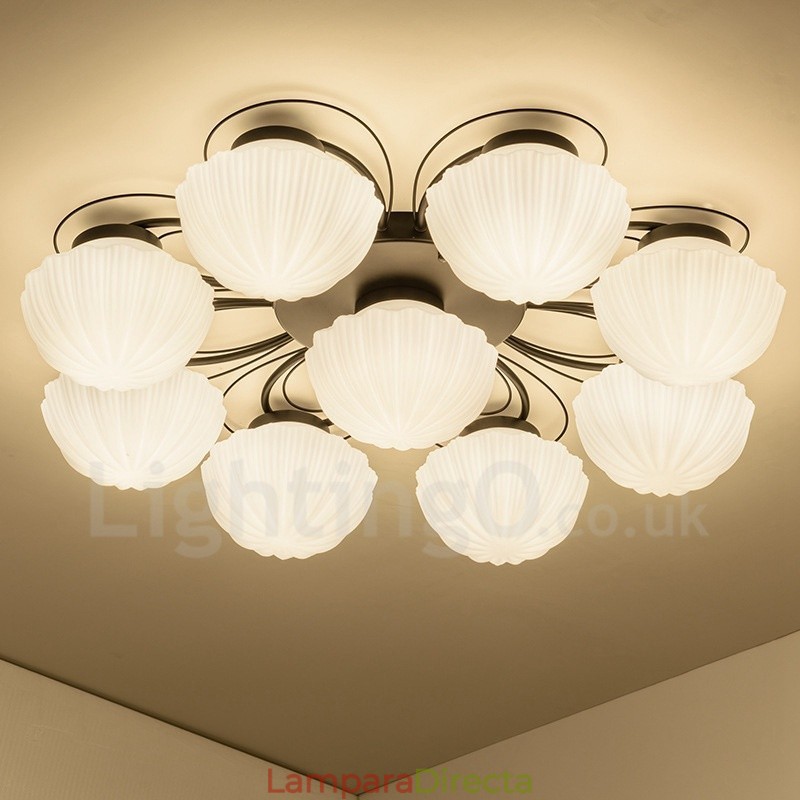Lámpara de araña integrada rústica de 9 luces