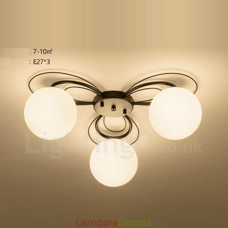 Lámpara de araña integrada rústica de 3 luces