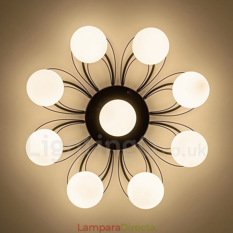 Lámpara de araña integrada rústica de 9 luces