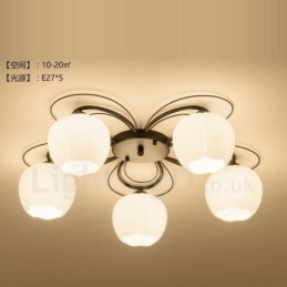 Lámpara de araña integrada rústica de 5 luces
