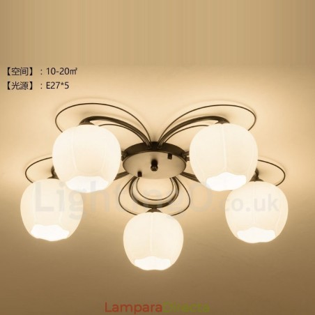 Lámpara de araña integrada rústica de 5 luces Lámpara de araña integrada rústica de 5 luces