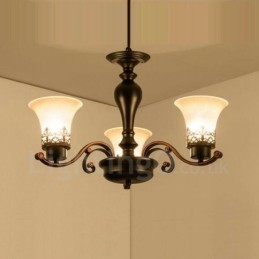 Lámpara de araña de metal integrada estilo rústico de 3 luces