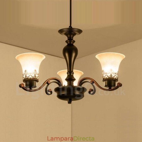 Lámpara de araña de metal integrada estilo rústico de 3 luces Lámpara de araña de metal integrada estilo rústico de 3 luces