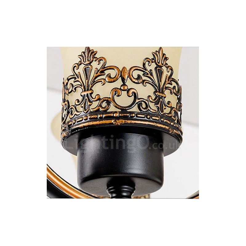 Lámpara de araña de metal integrada estilo rústico de 6 luces